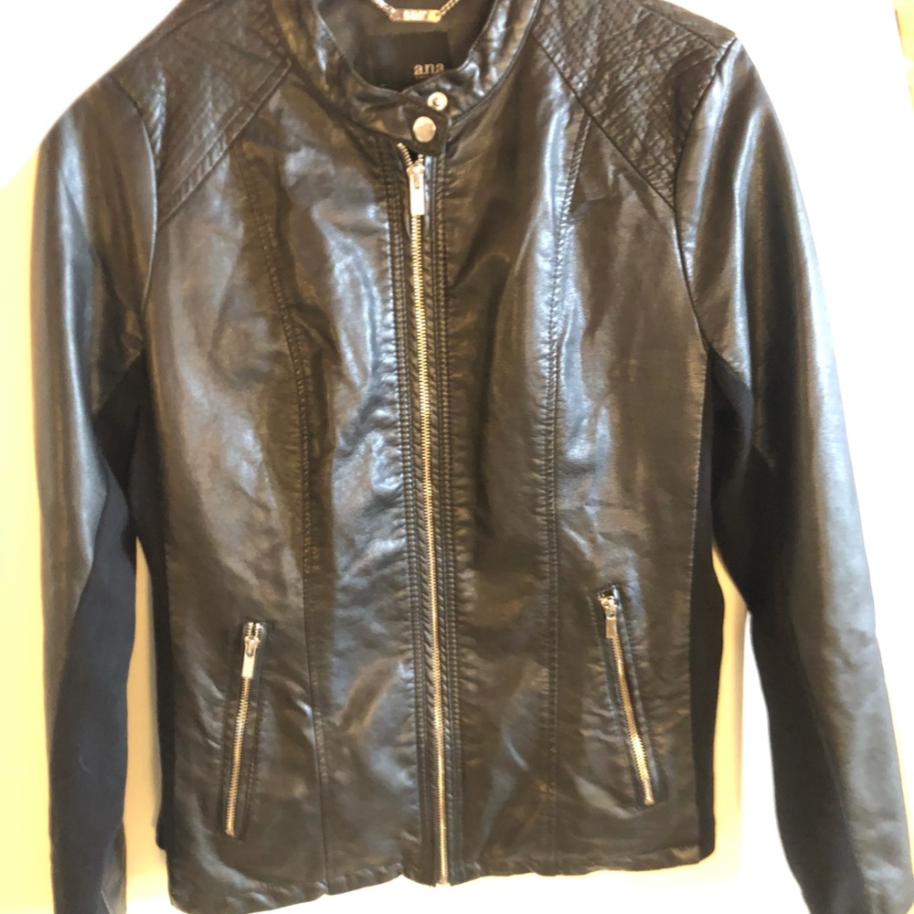 A.N.A -  Faux Leather Jacket With Knit feature Black Size L